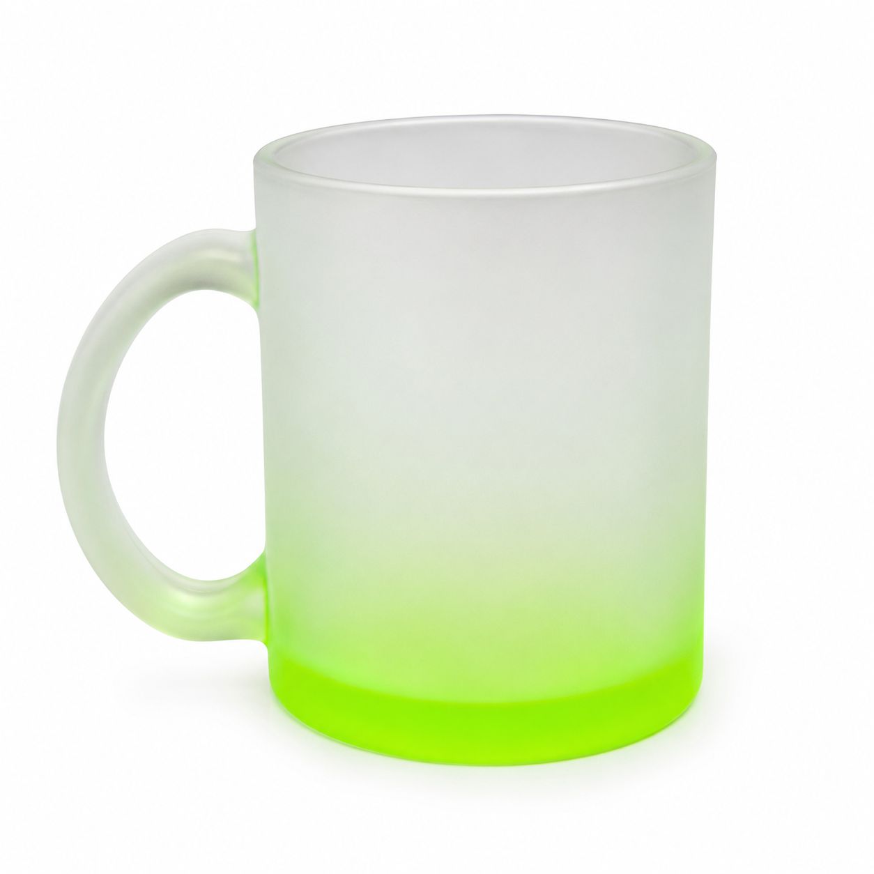 Premium Frosted Glass Coffee Mug – Neon Green Base & Handle (350ml)