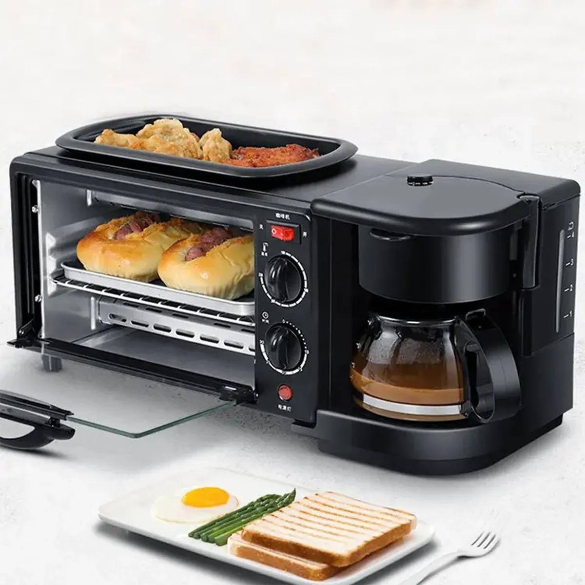 3-in-1 Multifunction Breakfast Station – Coffee Maker, Mini Oven & Grill