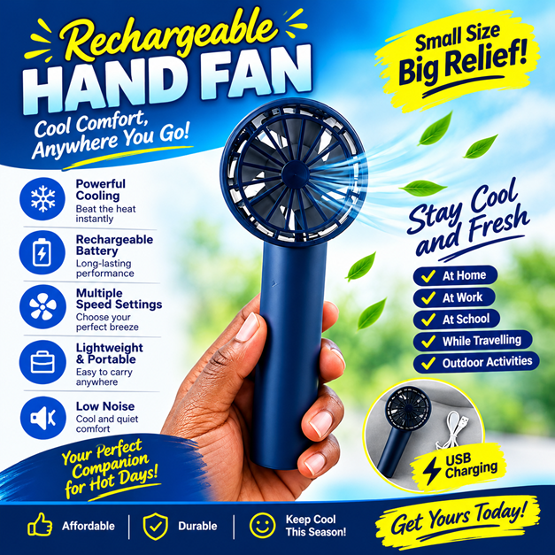 Rechargeable Mini Handheld Fan – Portable Personal Cooling Fan with USB Charging